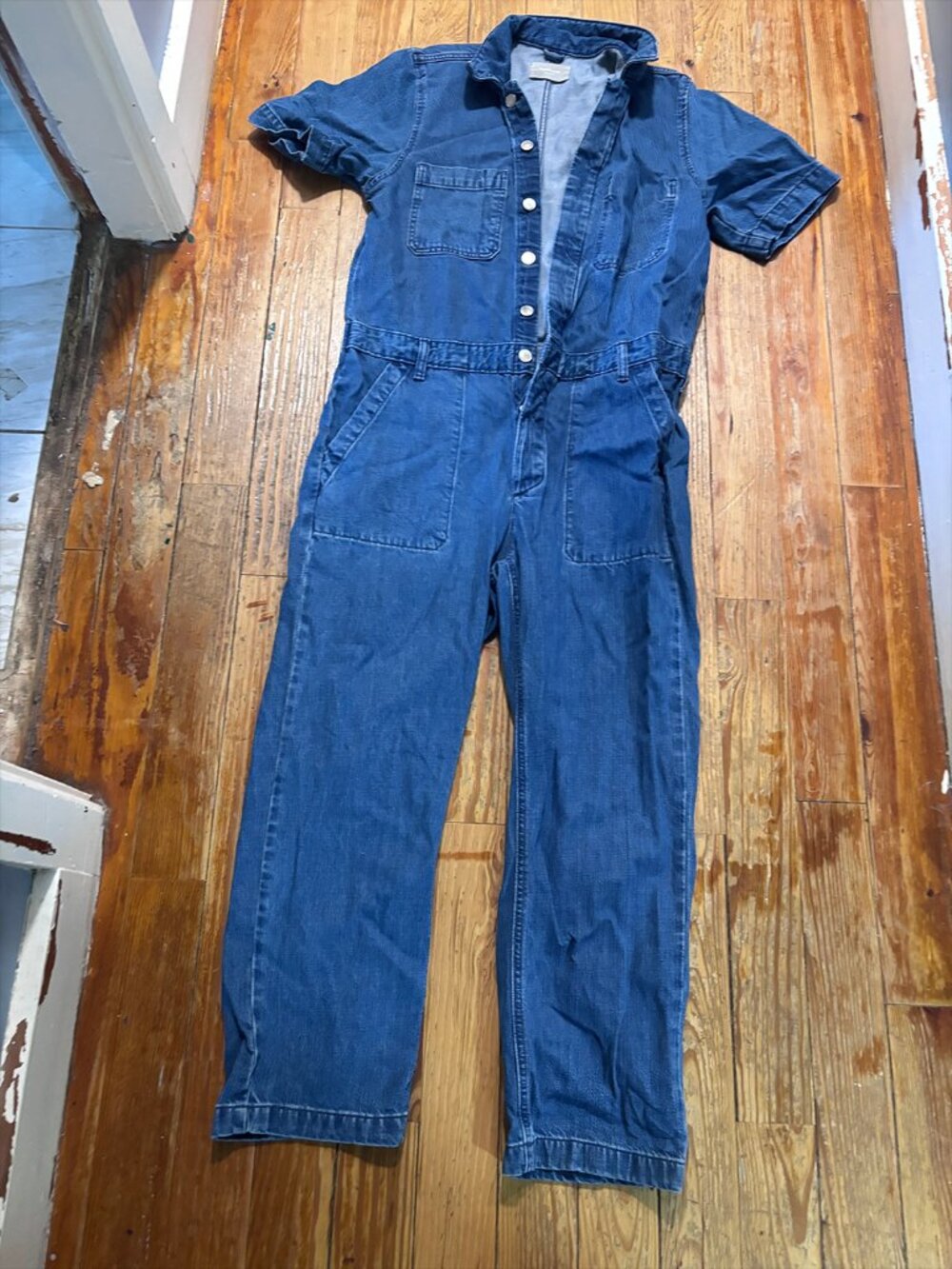 Everlane Short Sleeved Denim Jumpsuit
